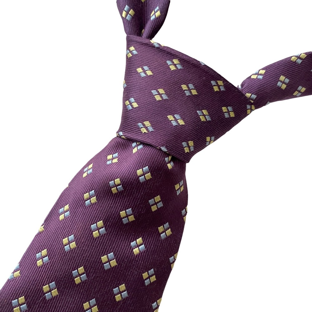 LUIGI BORRELLI NAPOLI Tie Mens Purple‎ Geometric Silk Classic Necktie Italy